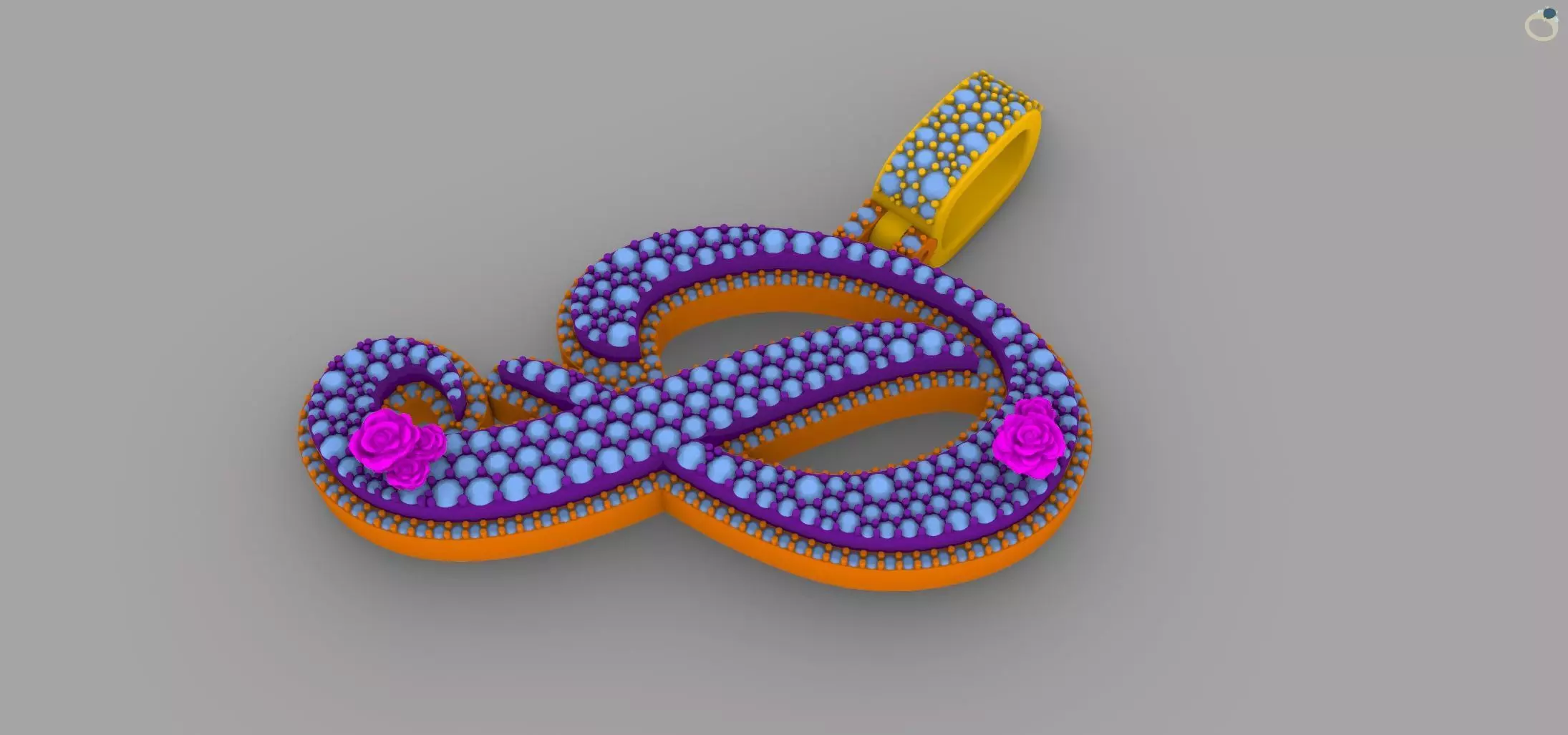 P Pendant 3D print model_5