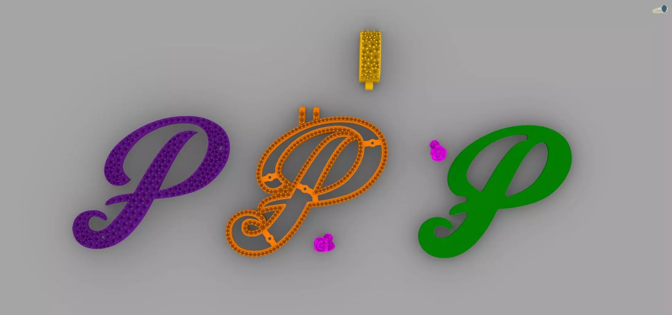 P Pendant 3D print model_7