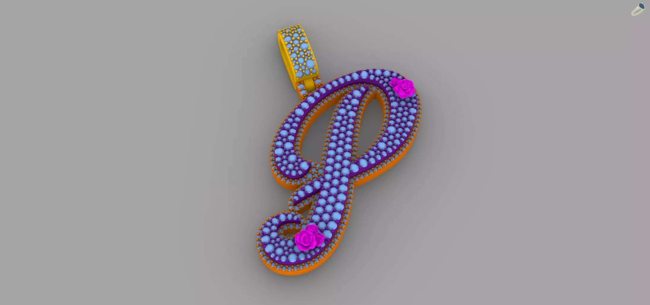 P Pendant 3D print model_4