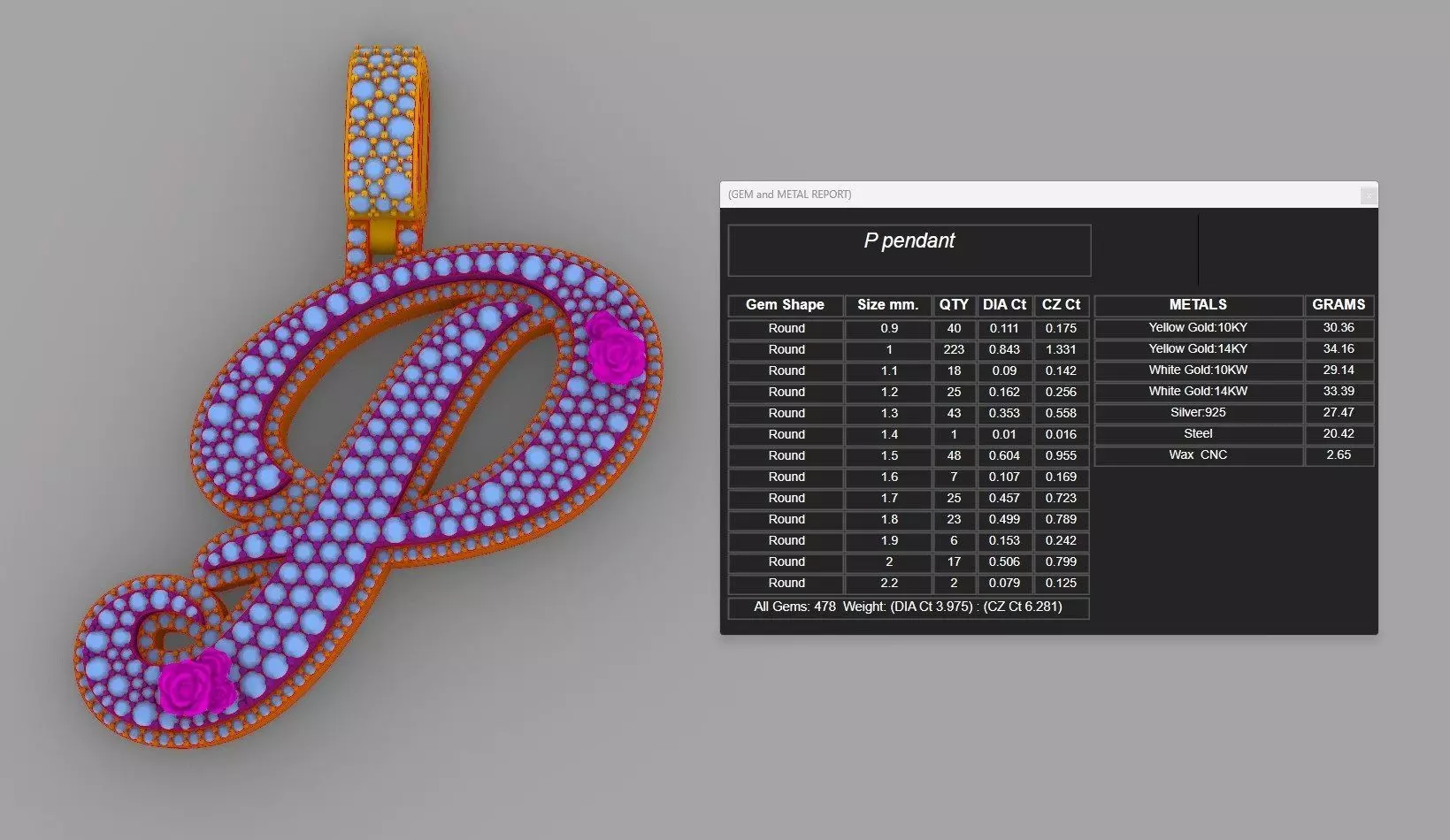 P Pendant 3D print model_9