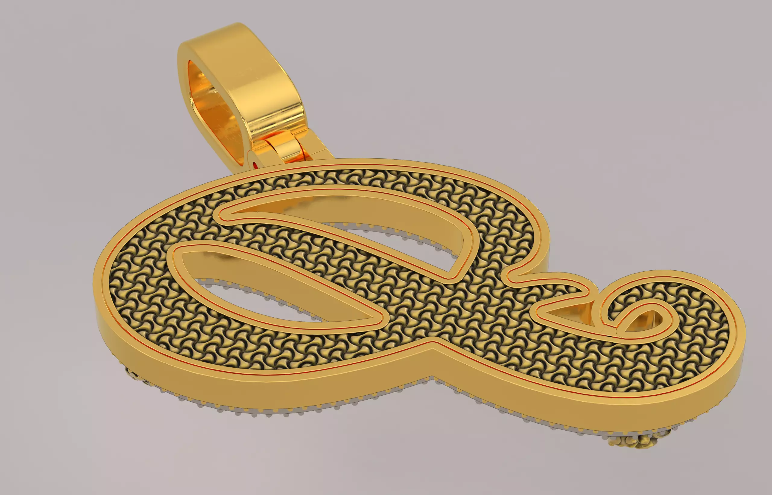 P Pendant 3D print model_2