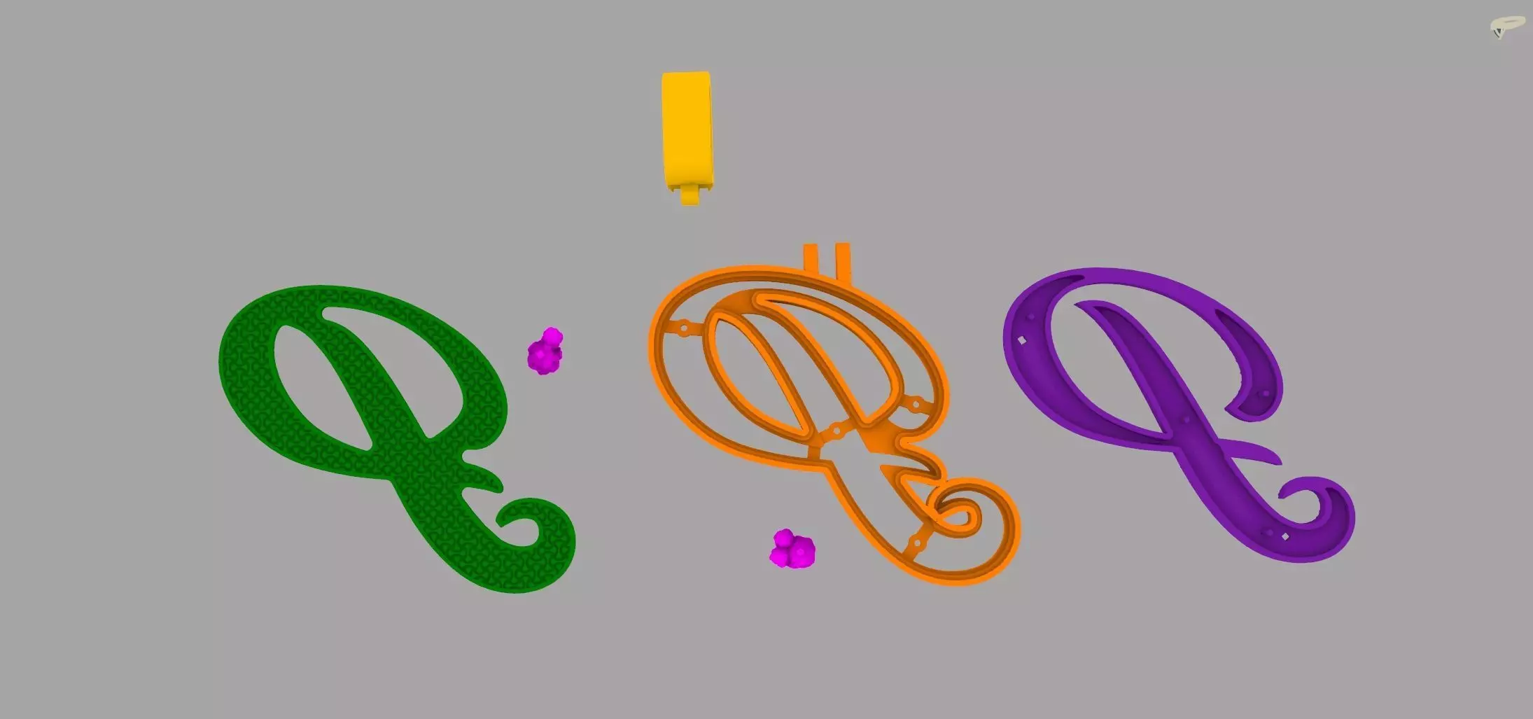 P Pendant 3D print model_8