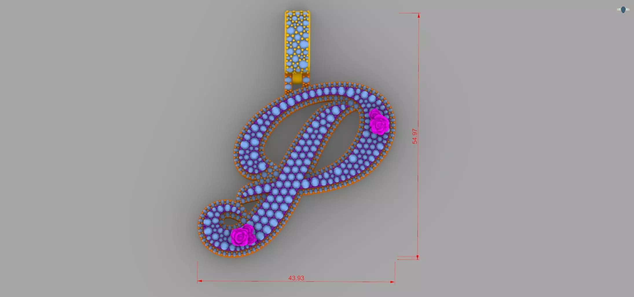 P Pendant 3D print model_3