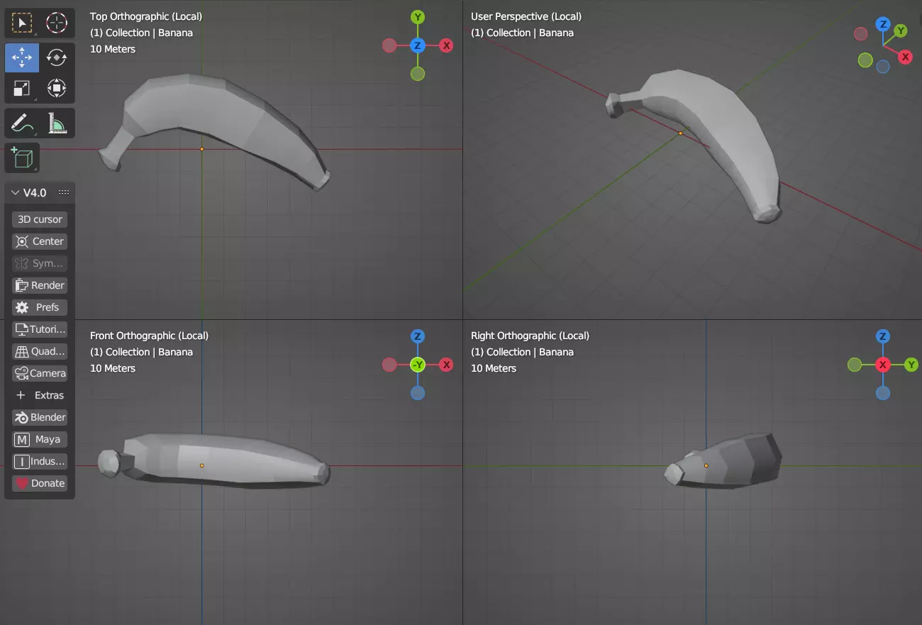 Simple Banana Low-poly 3D model_2