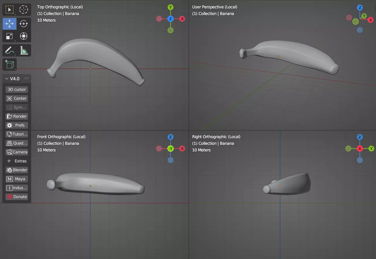 Simple Banana Low-poly 3D model_1