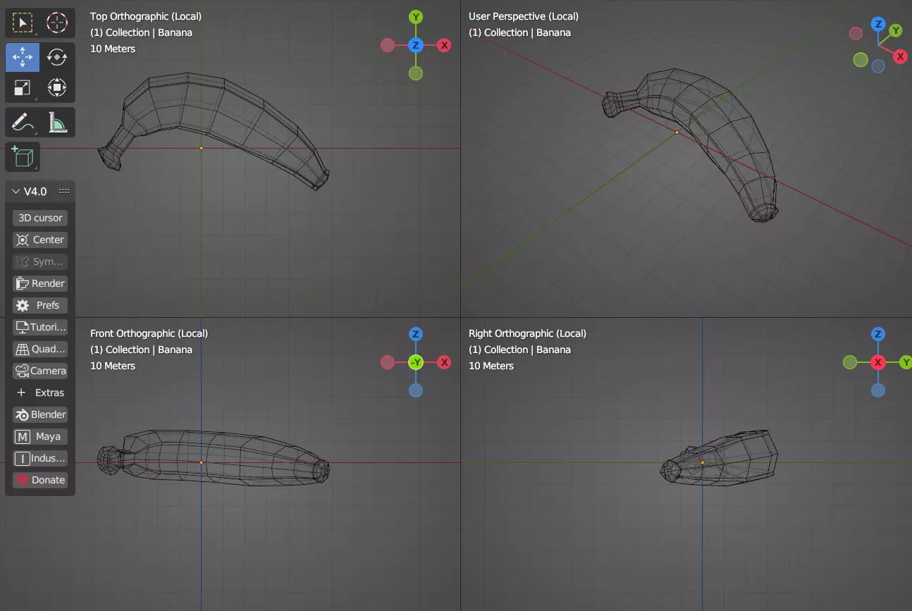 Simple Banana Low-poly 3D model_4