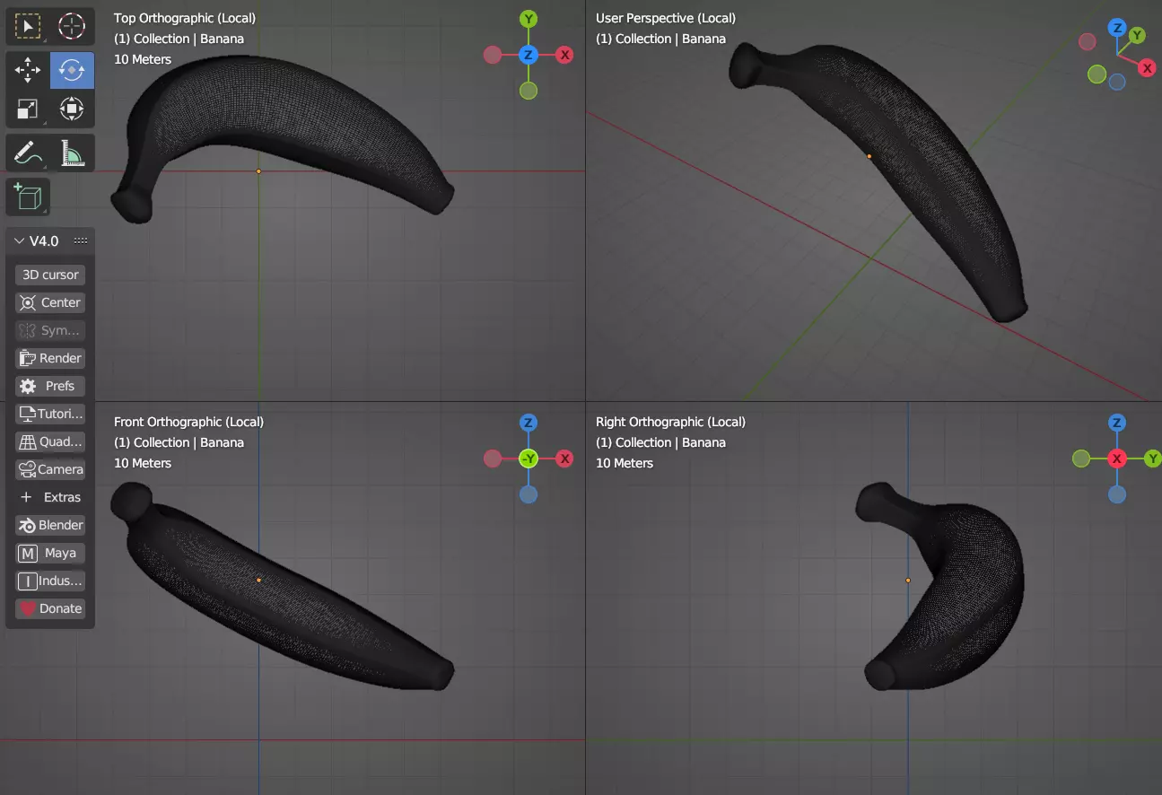 Simple Banana Low-poly 3D model_3