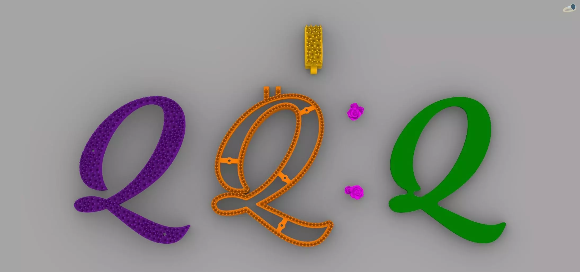 Q Pendant 3D print model_7