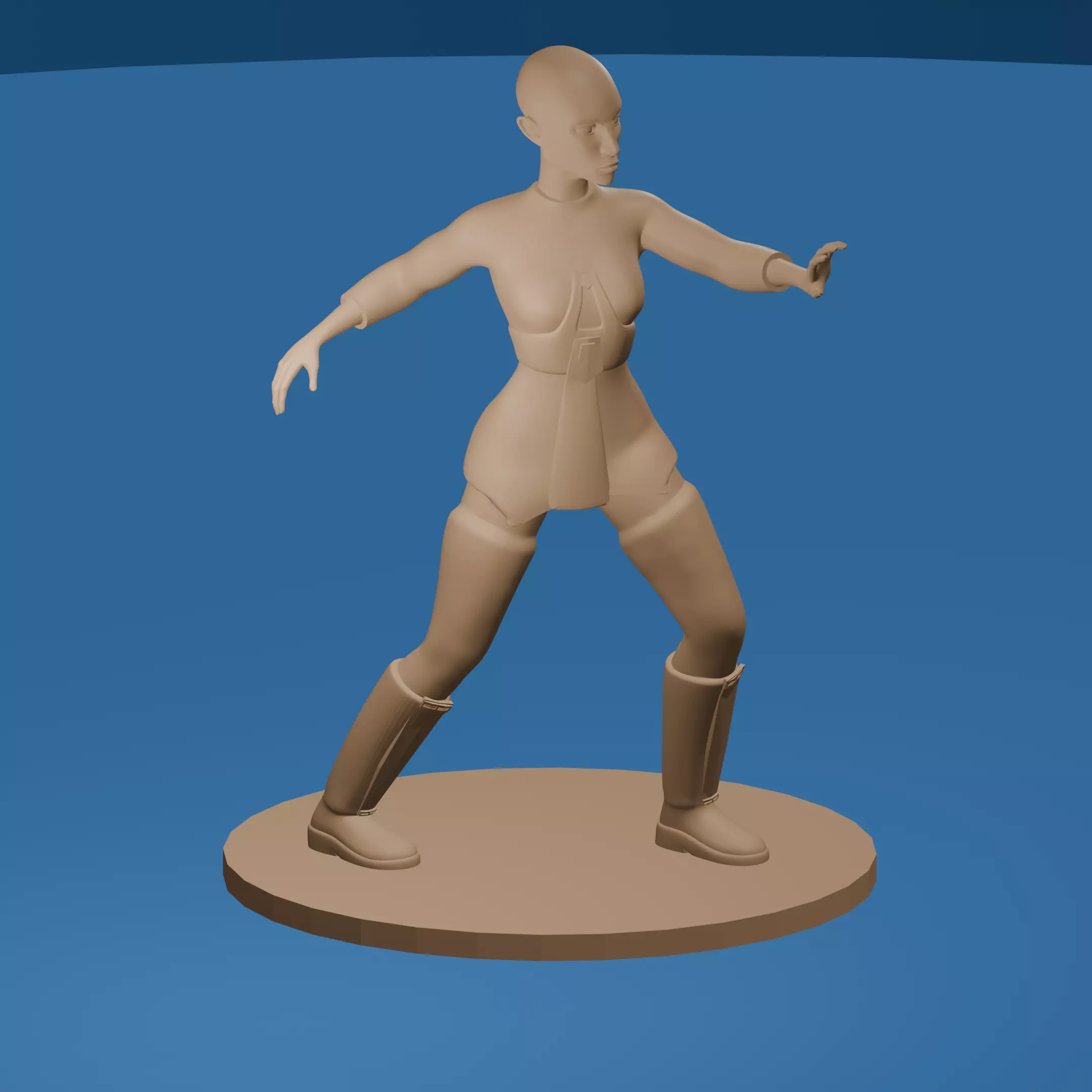 Cartoon style female dark Force user 3D print model_0