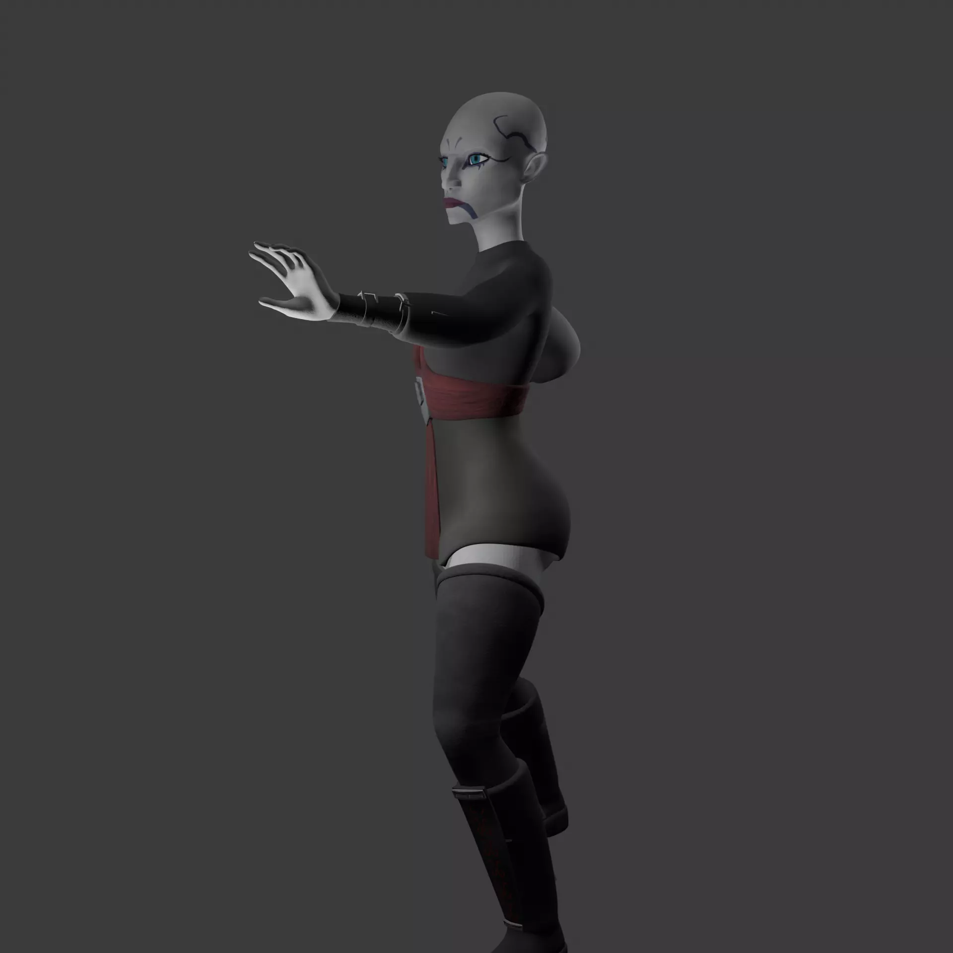 Cartoon style female dark Force user 3D print model_3