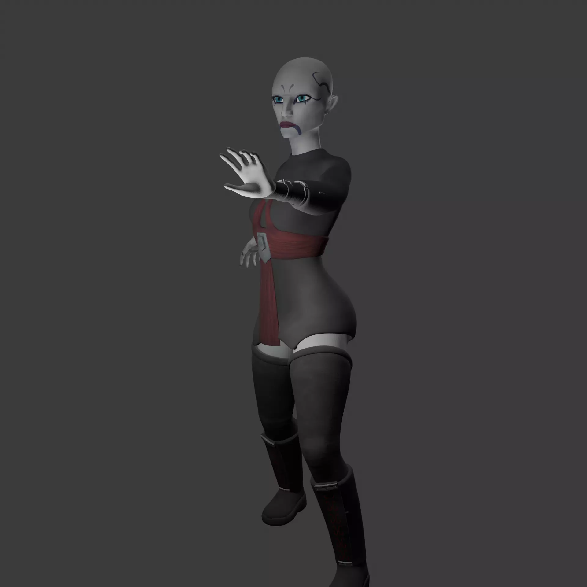 Cartoon style female dark Force user 3D print model_2
