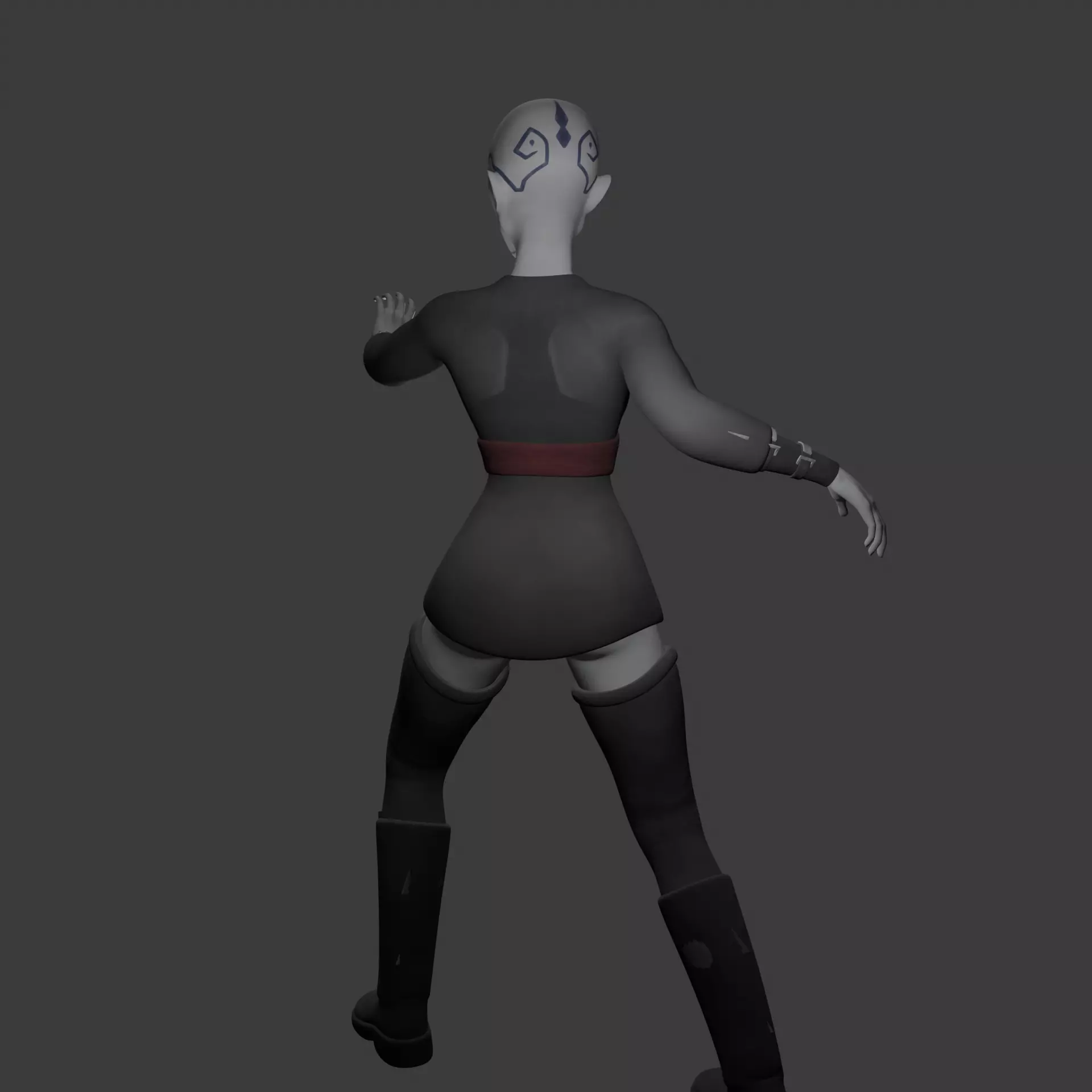 Cartoon style female dark Force user 3D print model_5