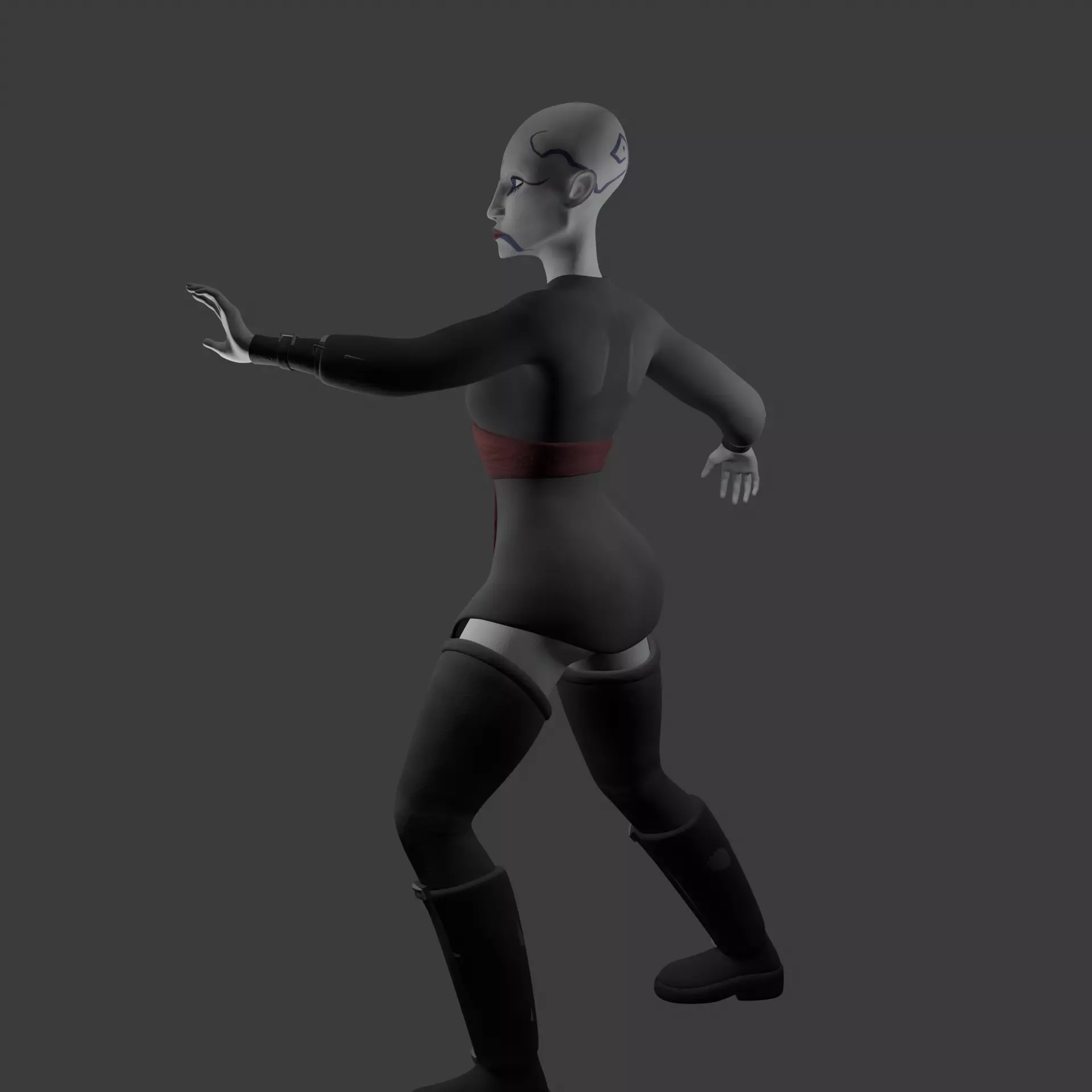 Cartoon style female dark Force user 3D print model_4