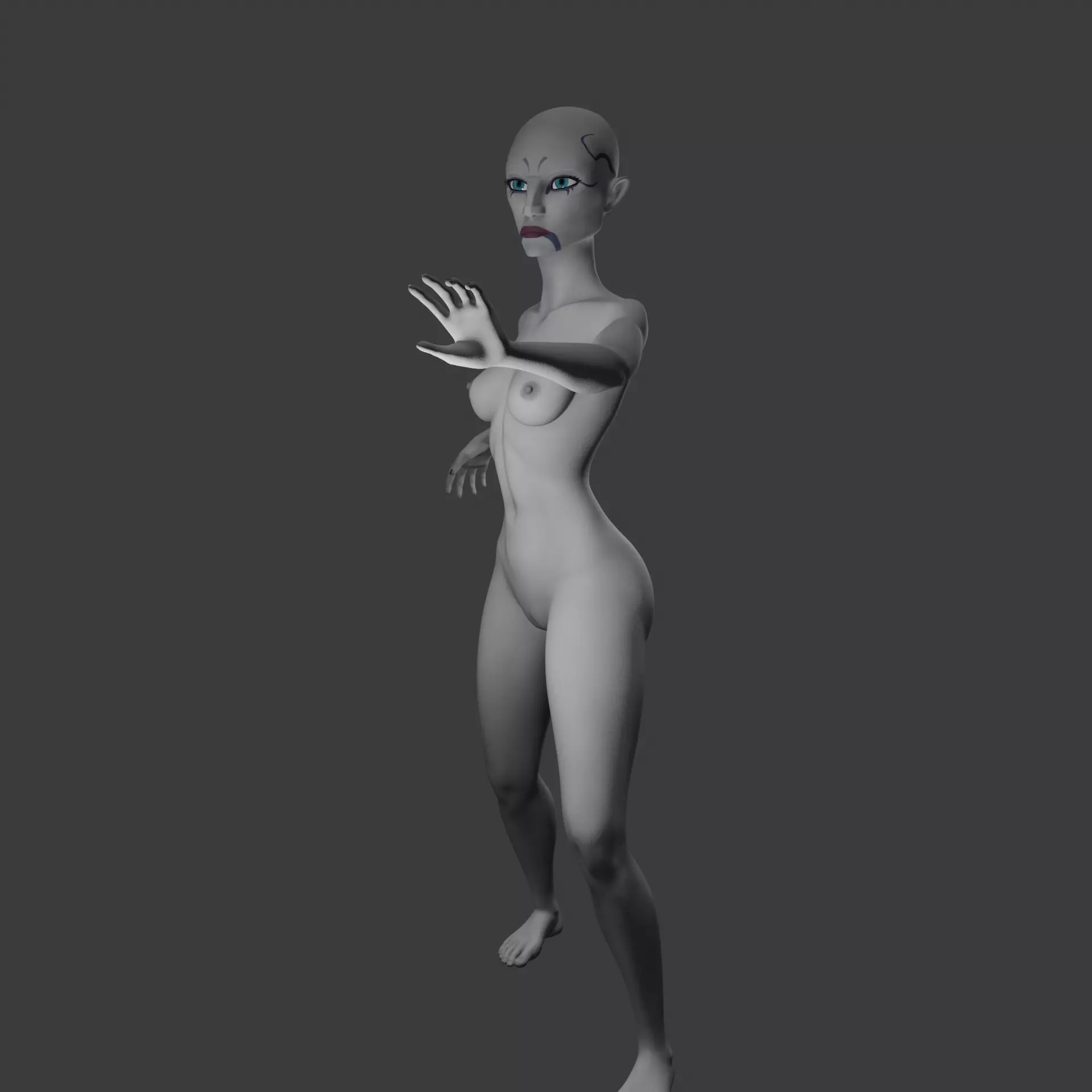 Cartoon style female dark Force user 3D print model_1