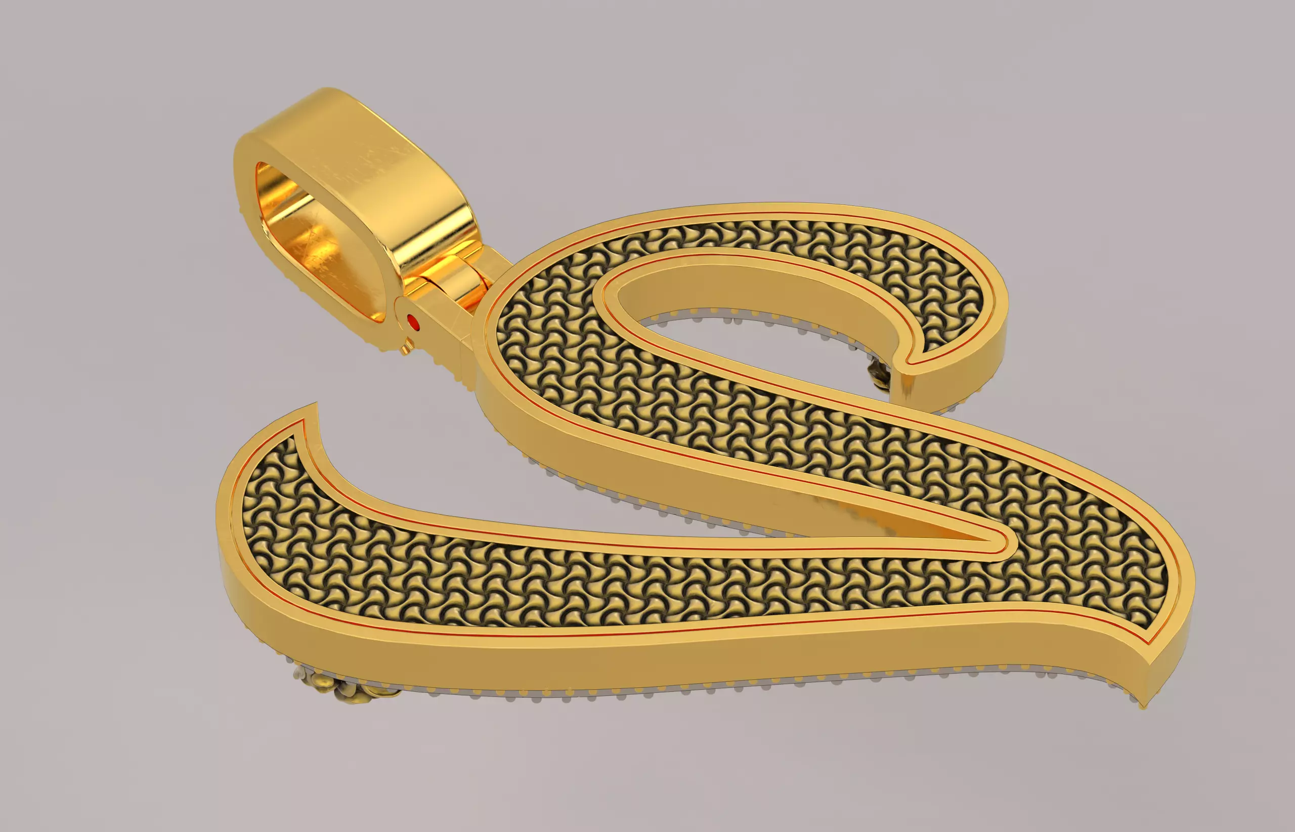 V Pendant 3D print model_2