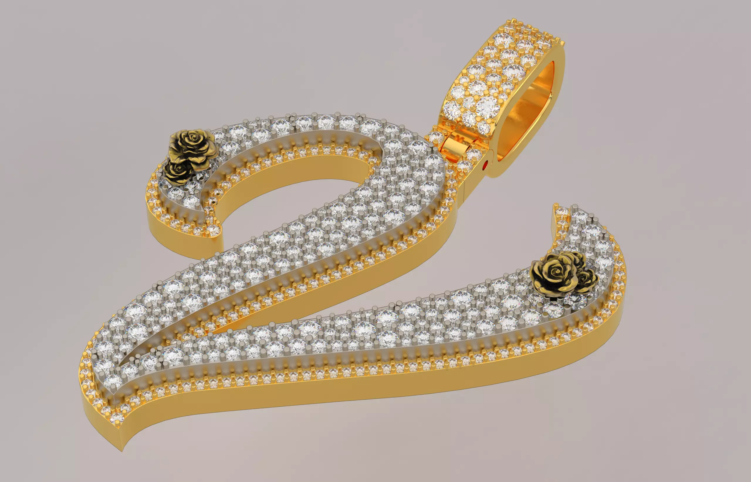 V Pendant 3D print model_1