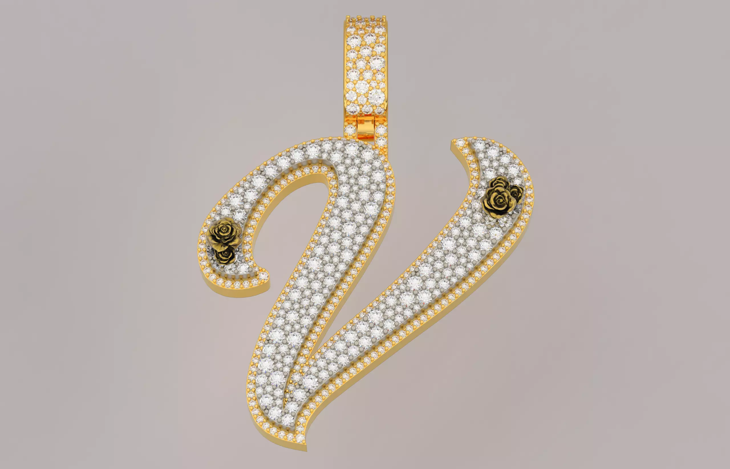 V Pendant 3D print model_0