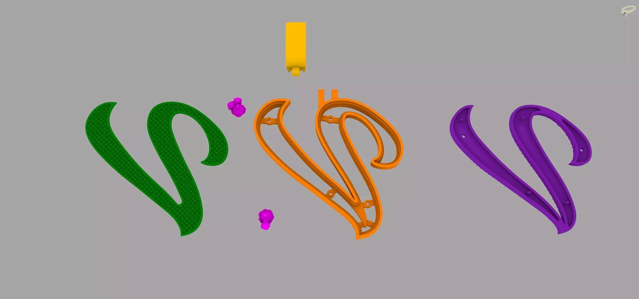 V Pendant 3D print model_8