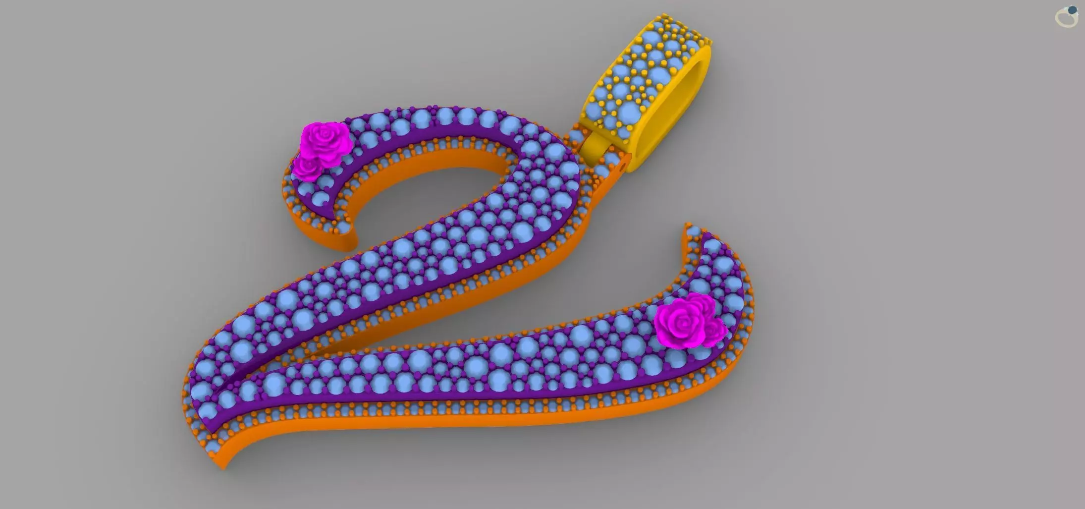 V Pendant 3D print model_5