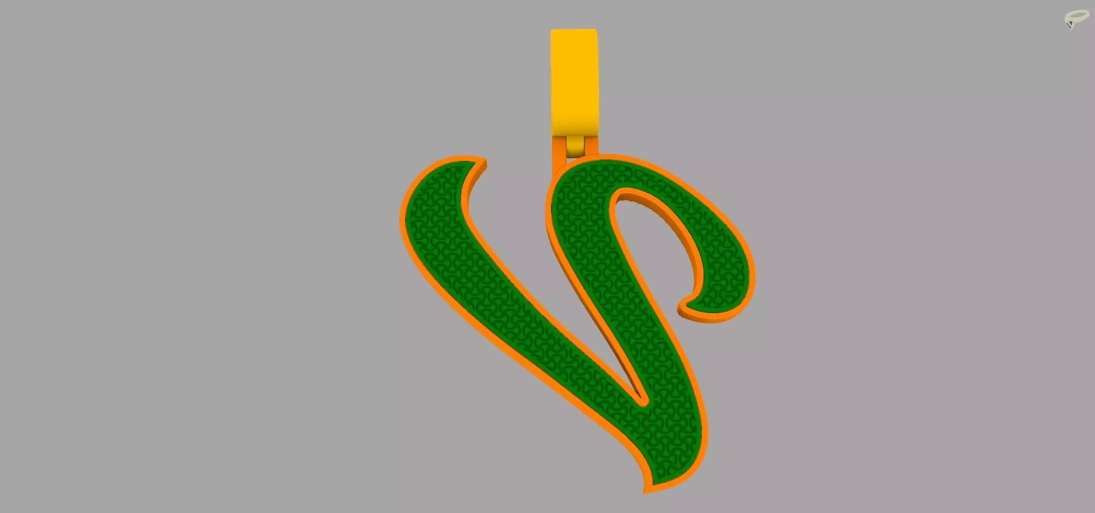 V Pendant 3D print model_6