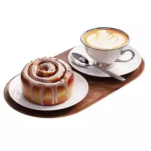 Cinnamon bun and coffee