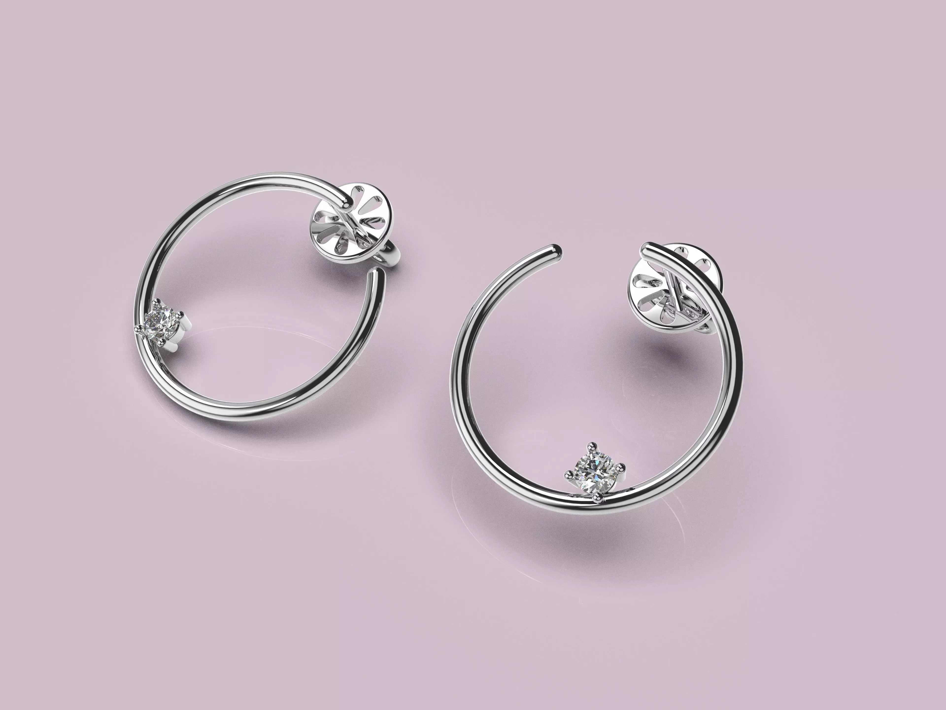Circle diamond hoop earring Free 3D print model
