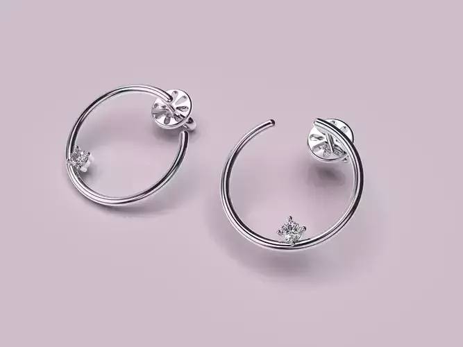 Circle diamond hoop earring