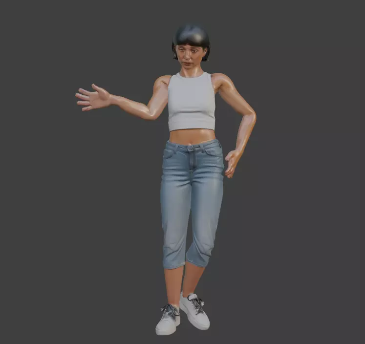 Rigged 3D Female Game Character Model 3D model_5