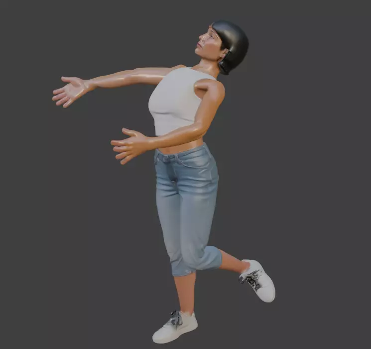 Rigged 3D Female Game Character Model 3D model_3