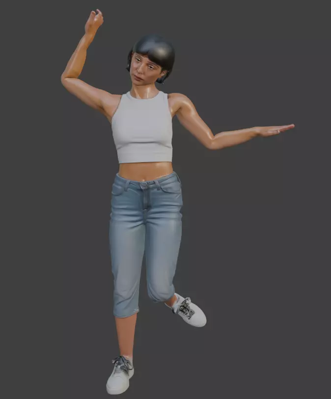 Rigged 3D Female Game Character Model 3D model_2
