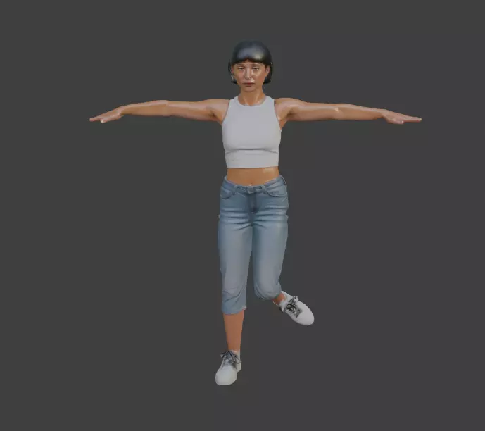 Rigged 3D Female Game Character Model 3D model_1