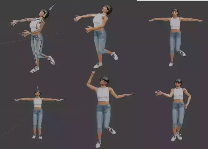 Rigged 3D Female Game Character Model 3D model