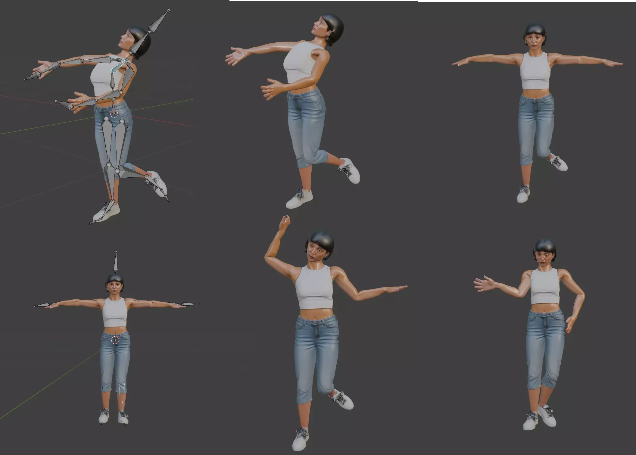 Rigged 3D Female Game Character Model 3D model_0