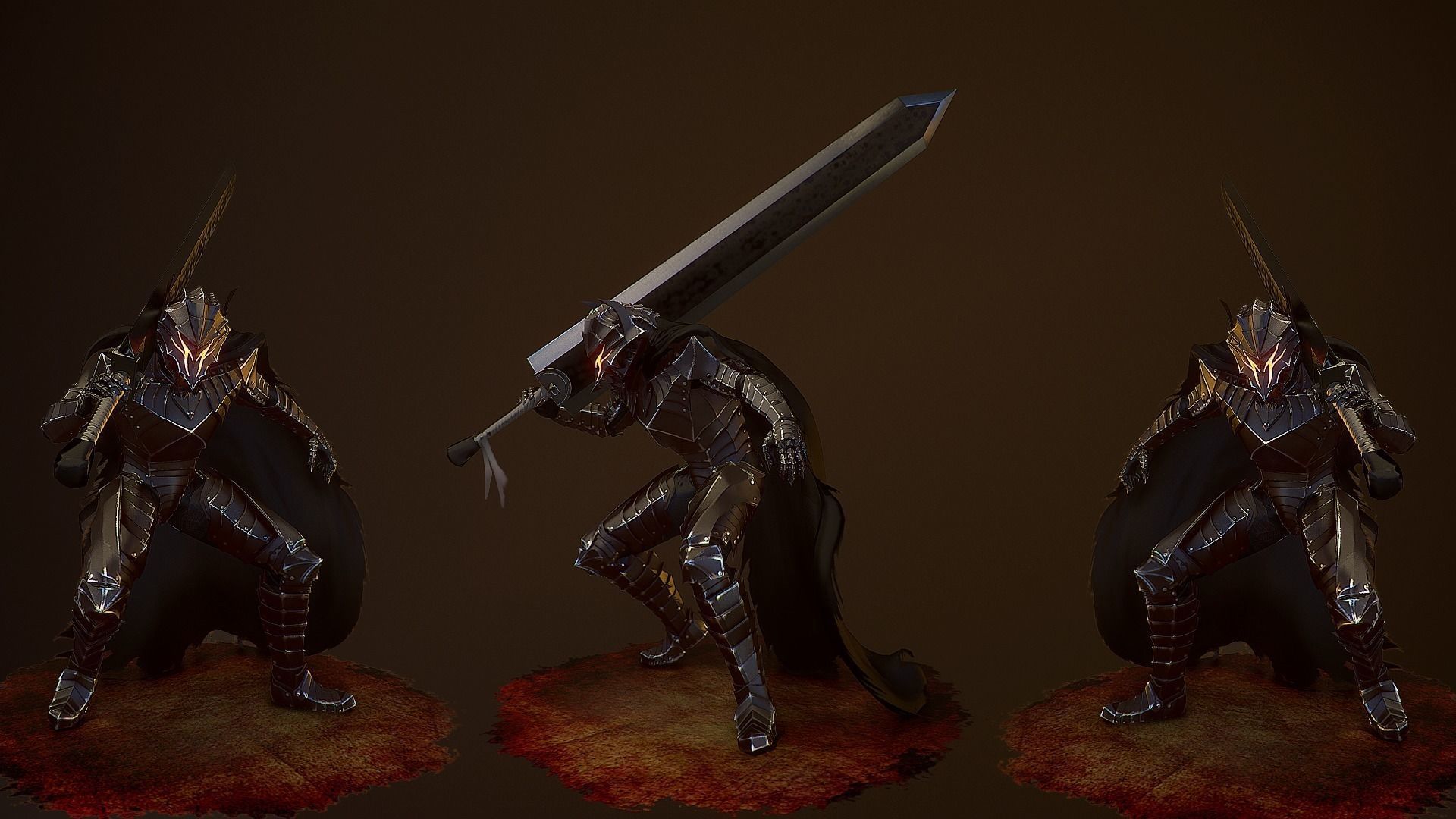 Guts with berserker armor Low-poly 3D model_2
