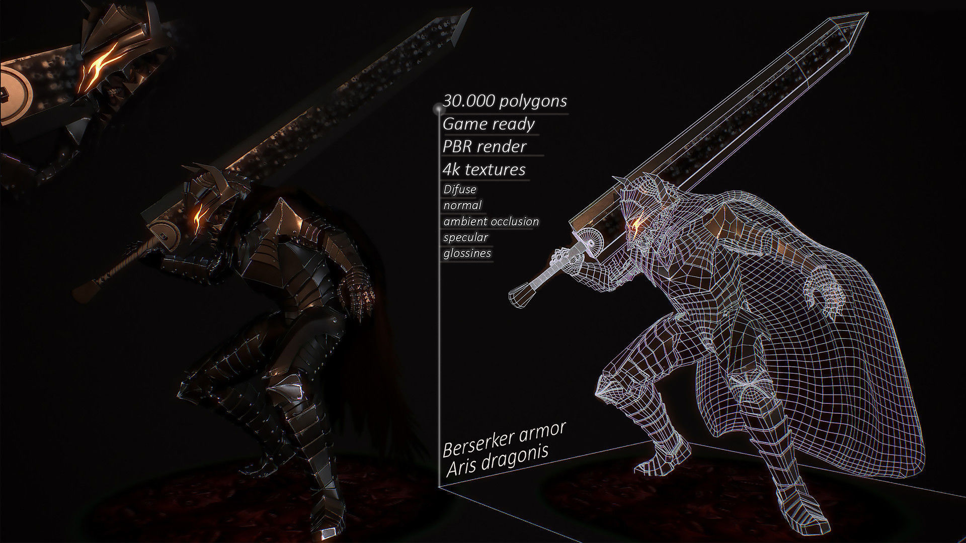 Guts with berserker armor Low-poly 3D model_3