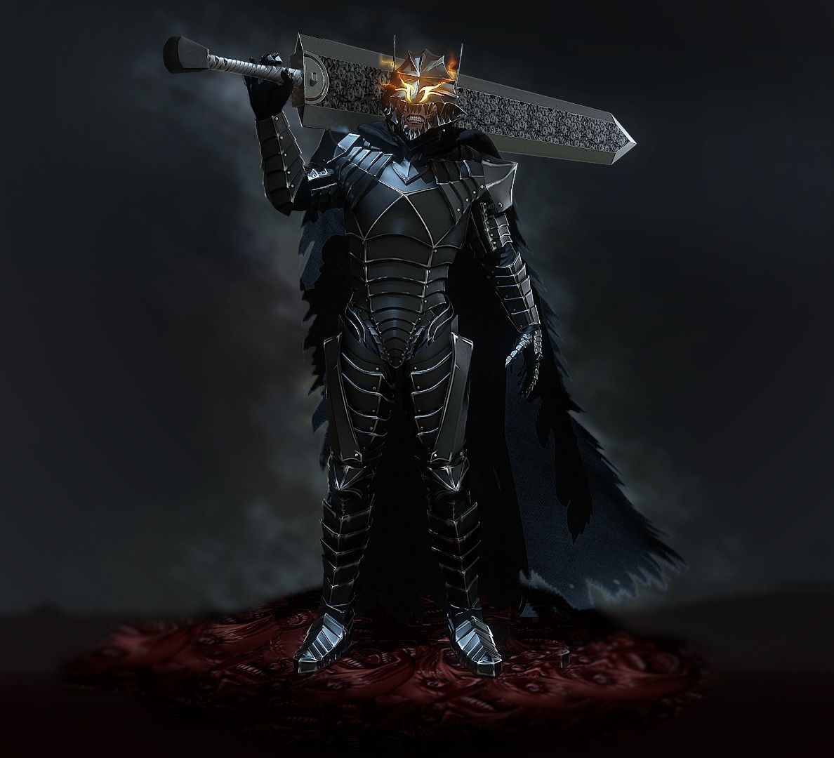 Guts with berserker armor Low-poly 3D model_0