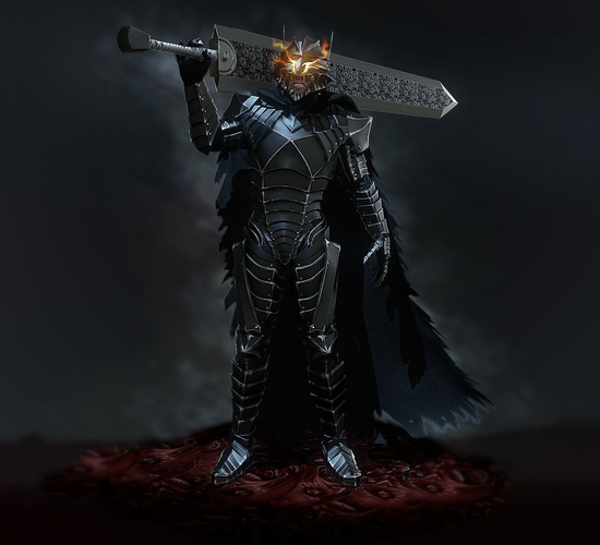 Guts with berserker armor Low-poly 3D model