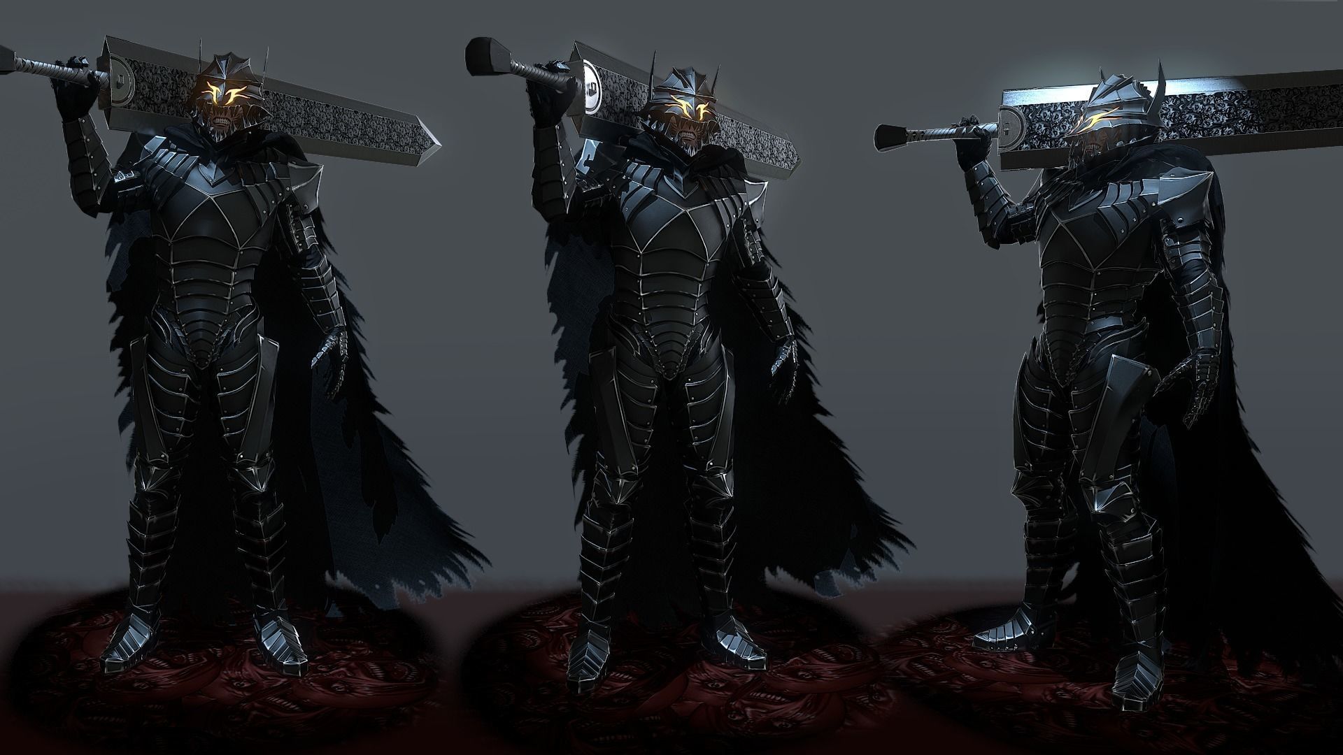 Guts with berserker armor Low-poly 3D model_4