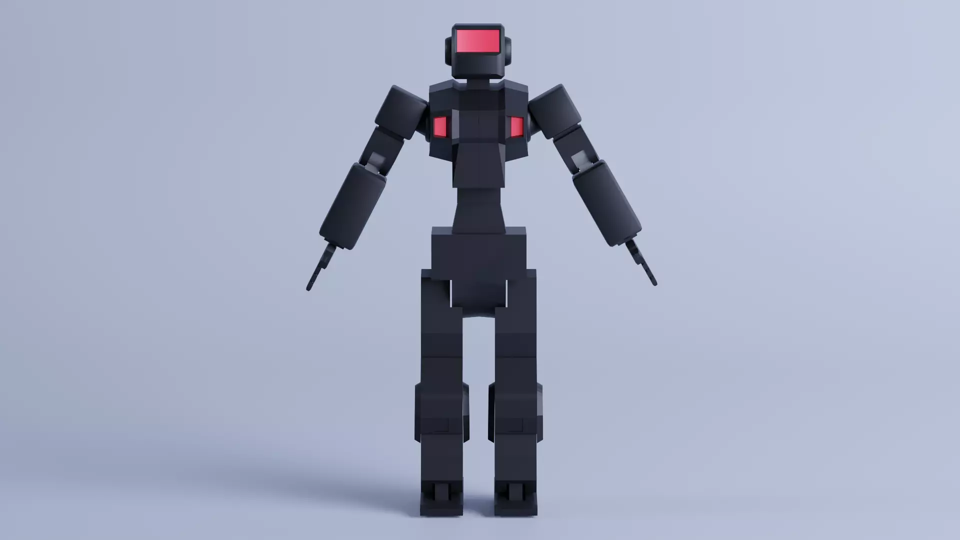 Basic Robot Low-poly 3D model_2