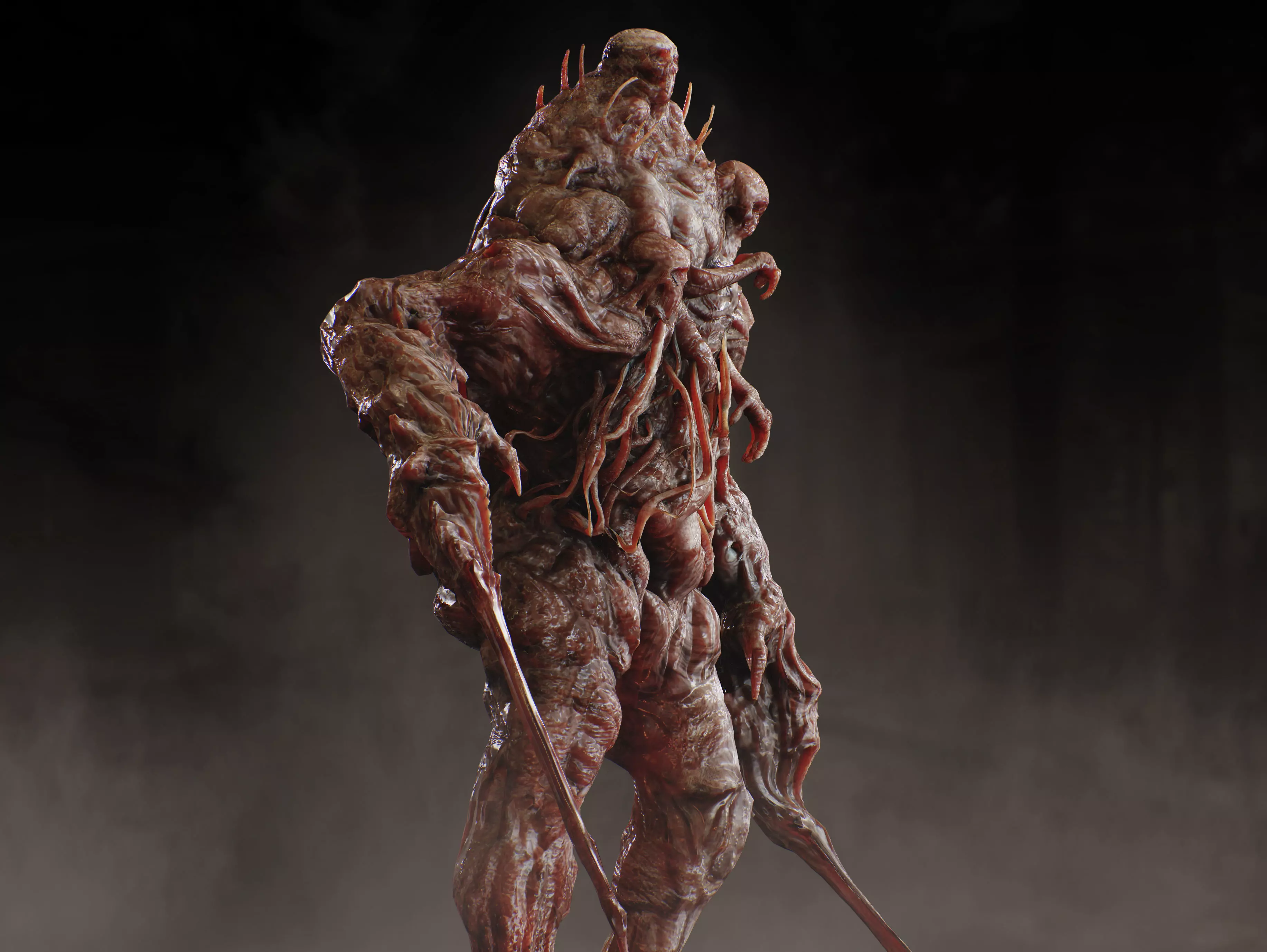 Horror Mutated Creature Low-poly 3D model_11