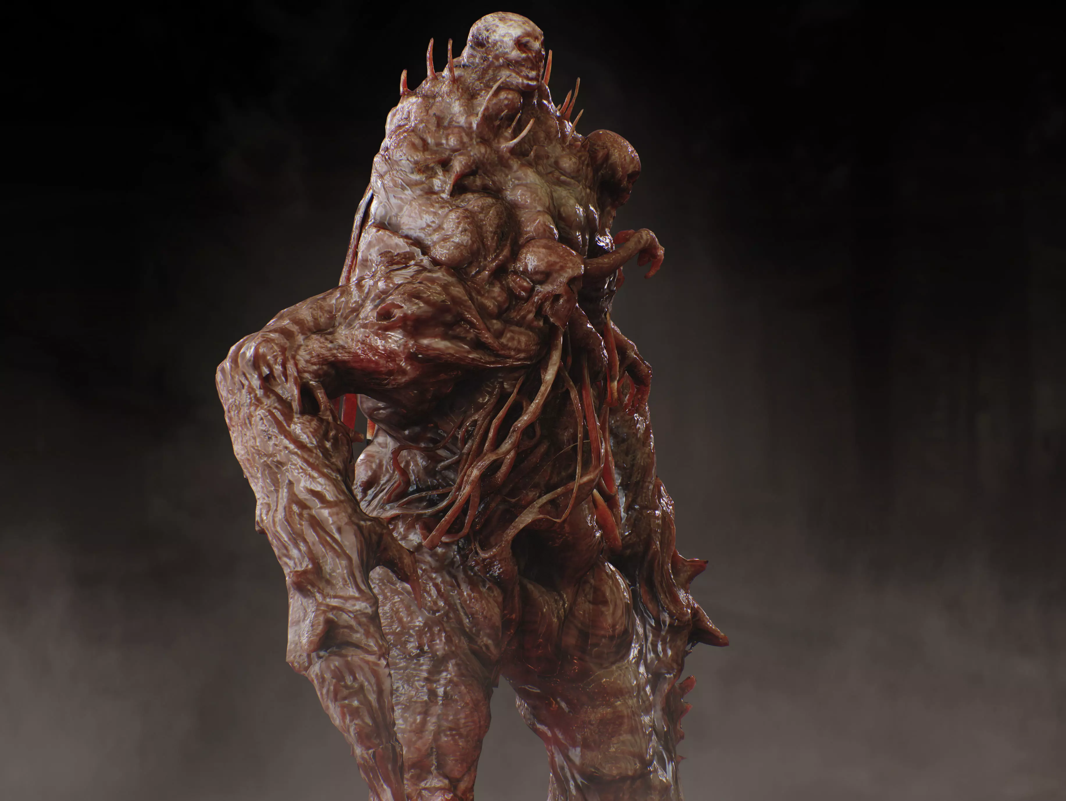 Horror Mutated Creature Low-poly 3D model_8