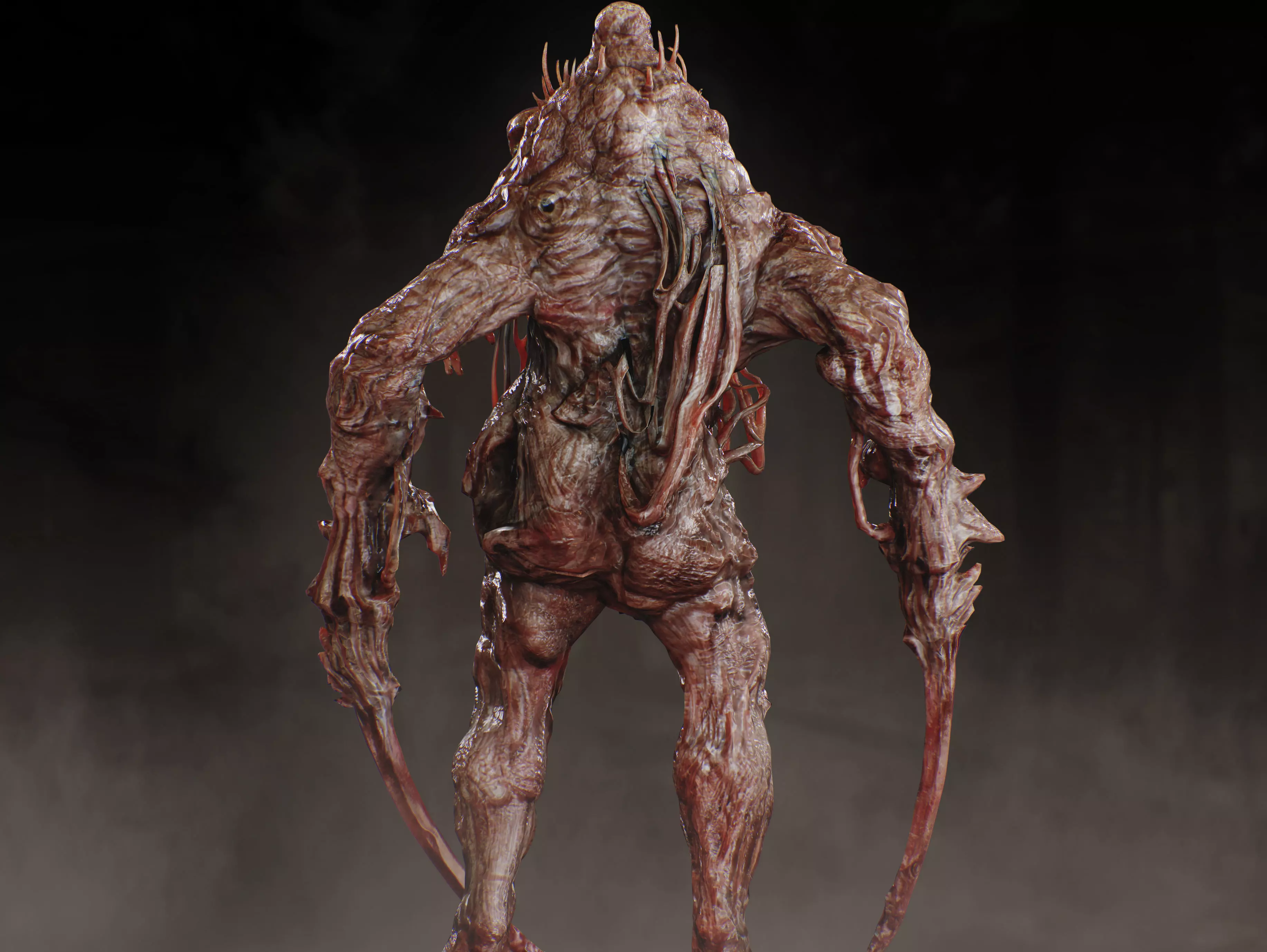 Horror Mutated Creature Low-poly 3D model_6