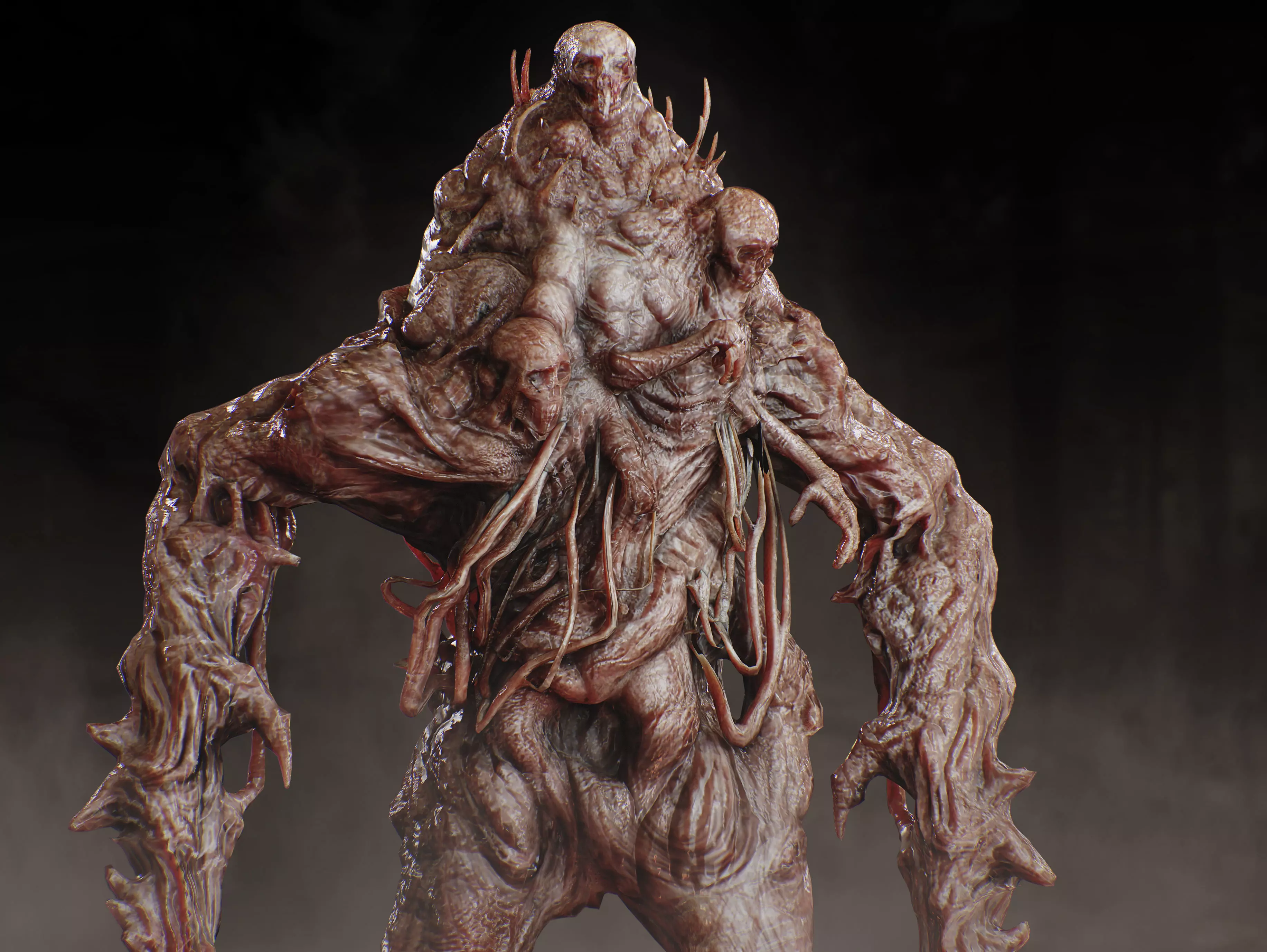 Horror Mutated Creature Low-poly 3D model_9