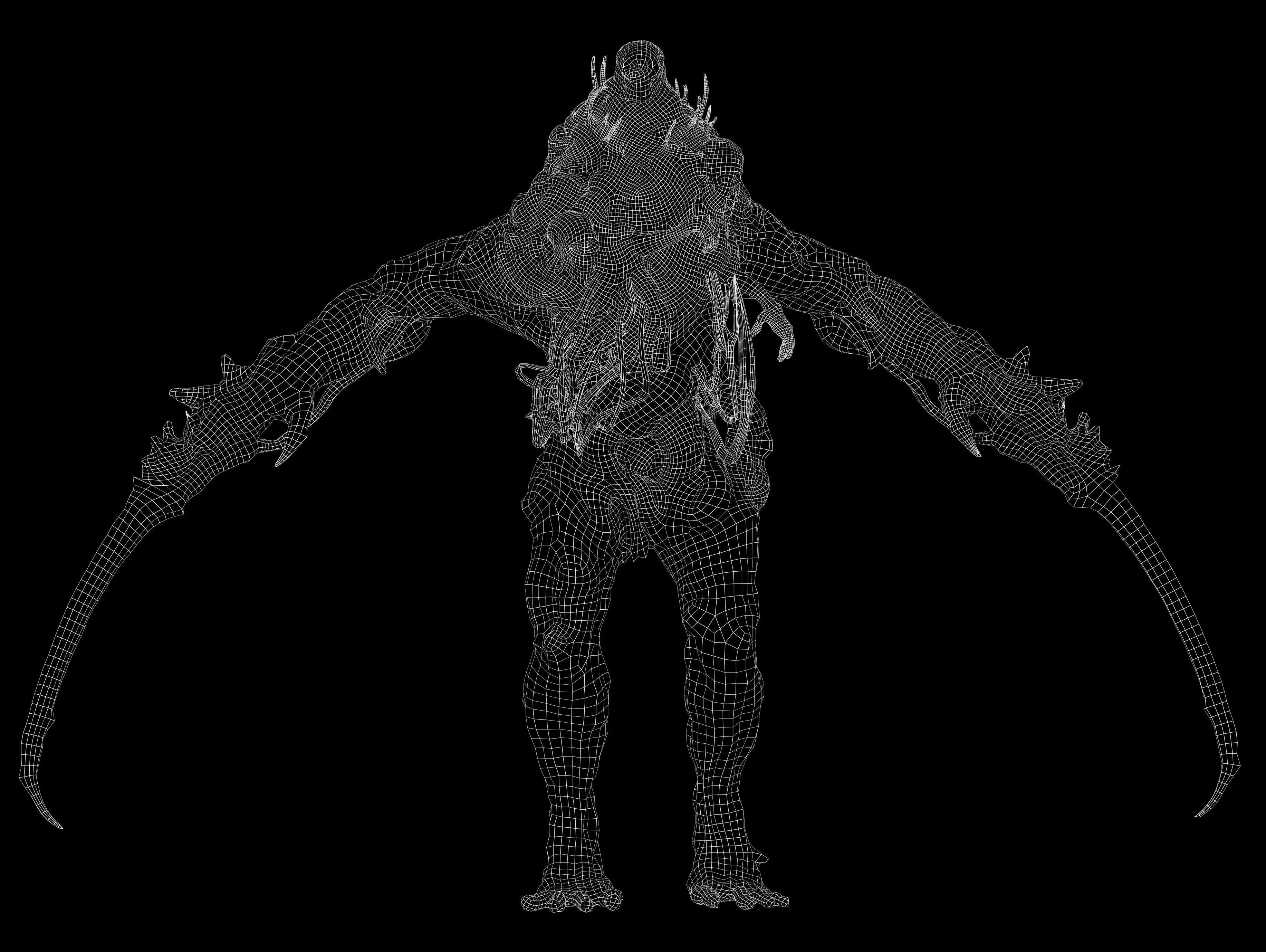 Horror Mutated Creature Low-poly 3D model_16
