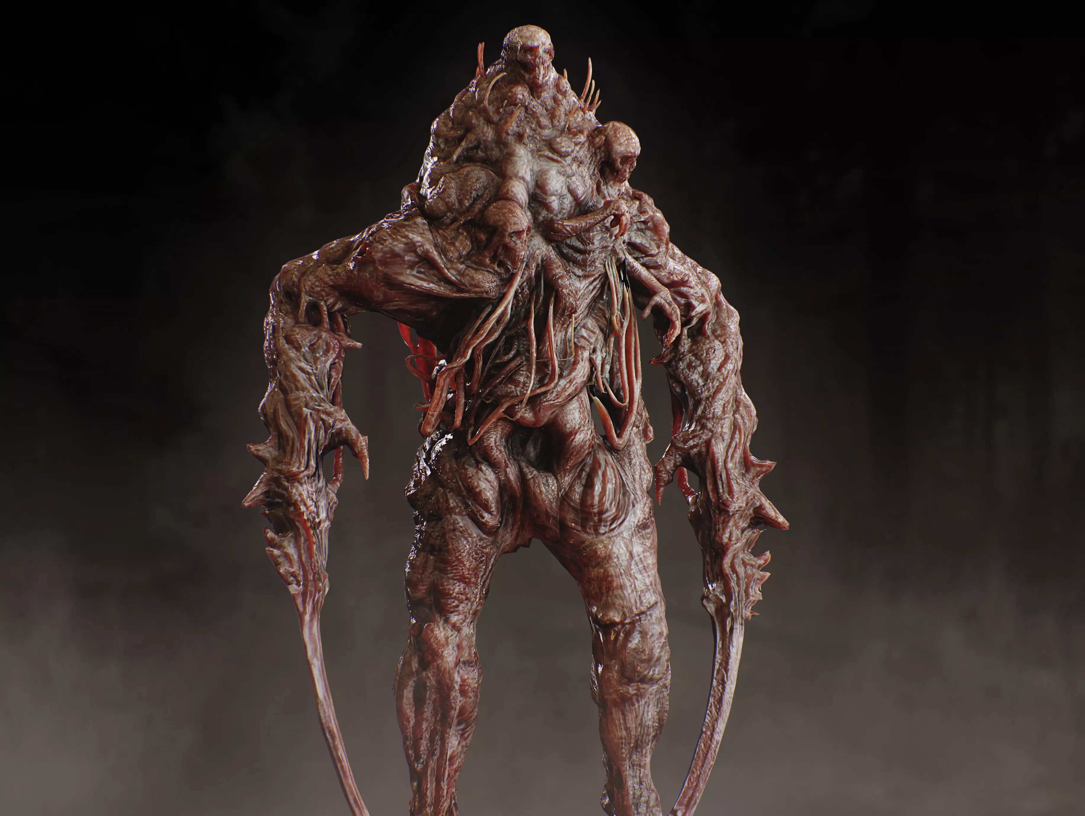 Horror Mutated Creature Low-poly 3D model_2