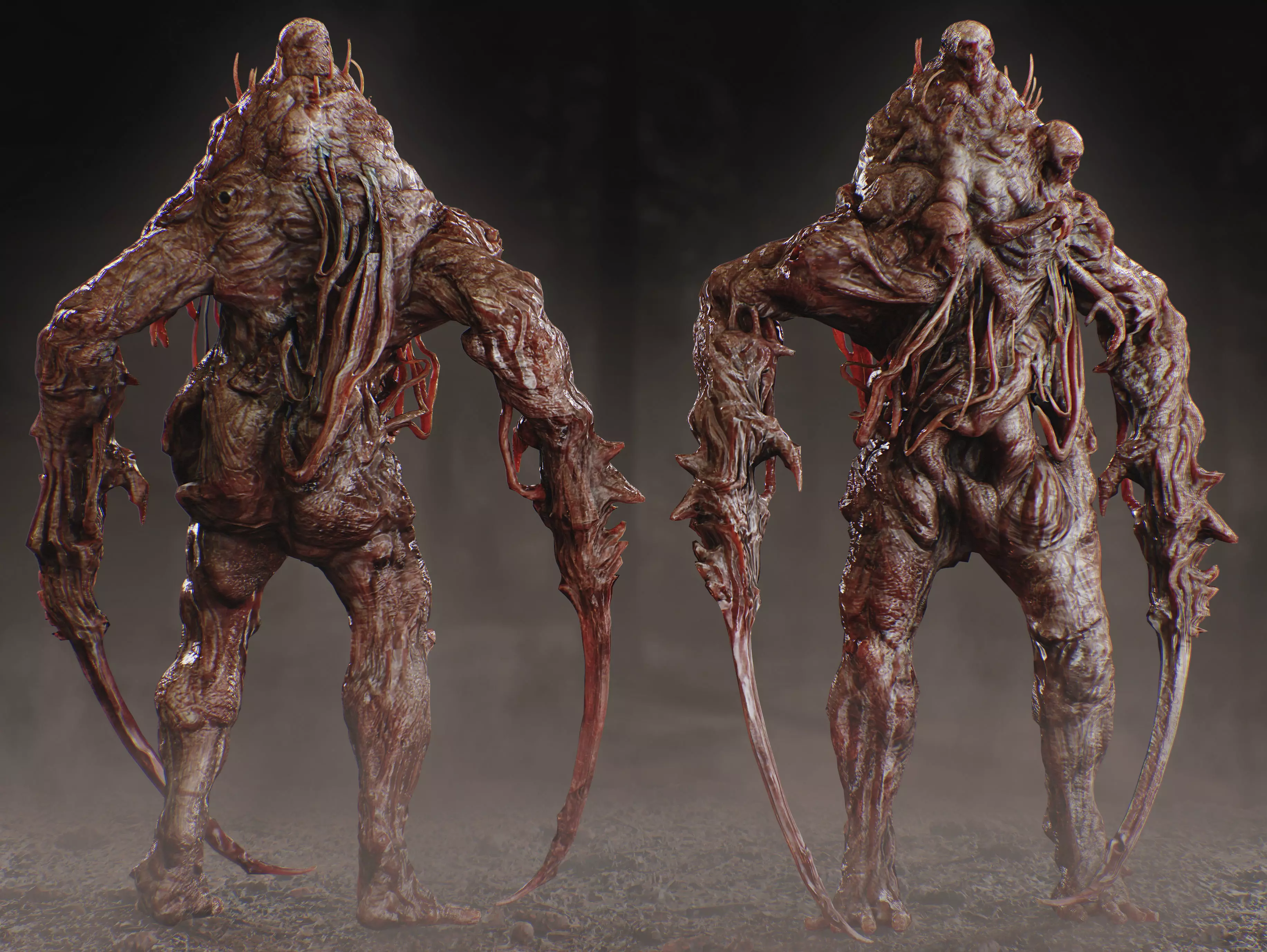 Horror Mutated Creature Low-poly 3D model_0