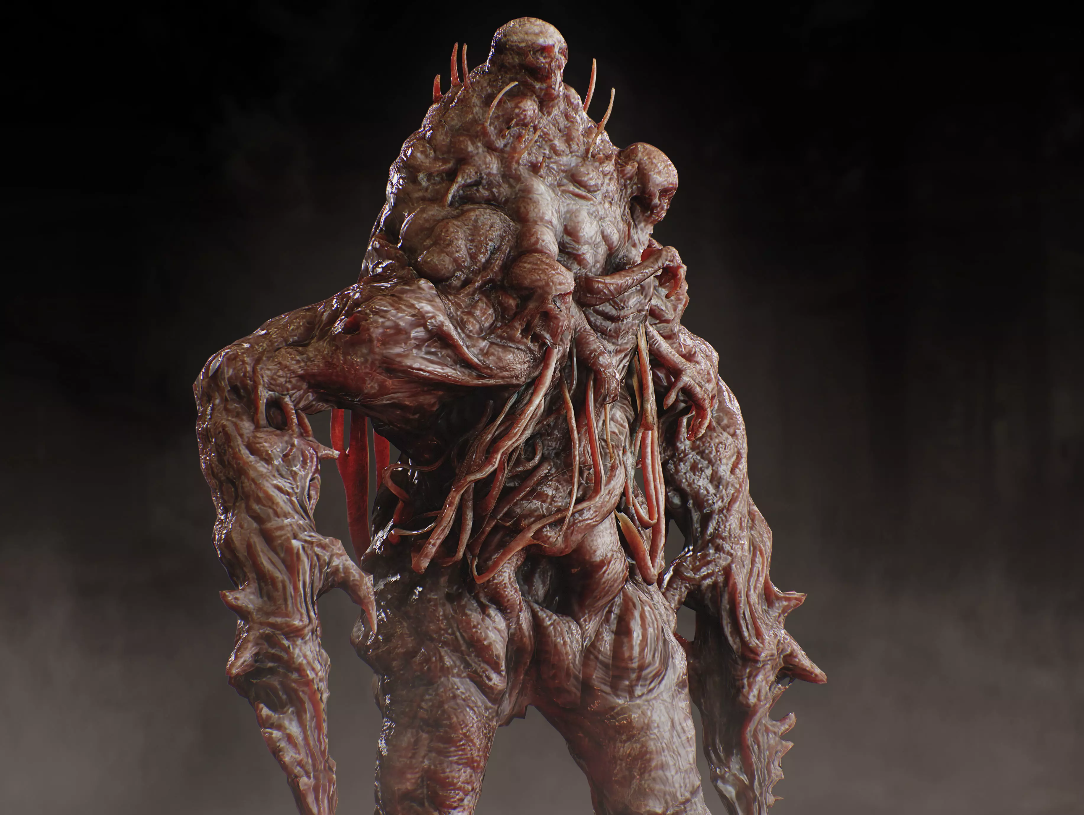 Horror Mutated Creature Low-poly 3D model_3