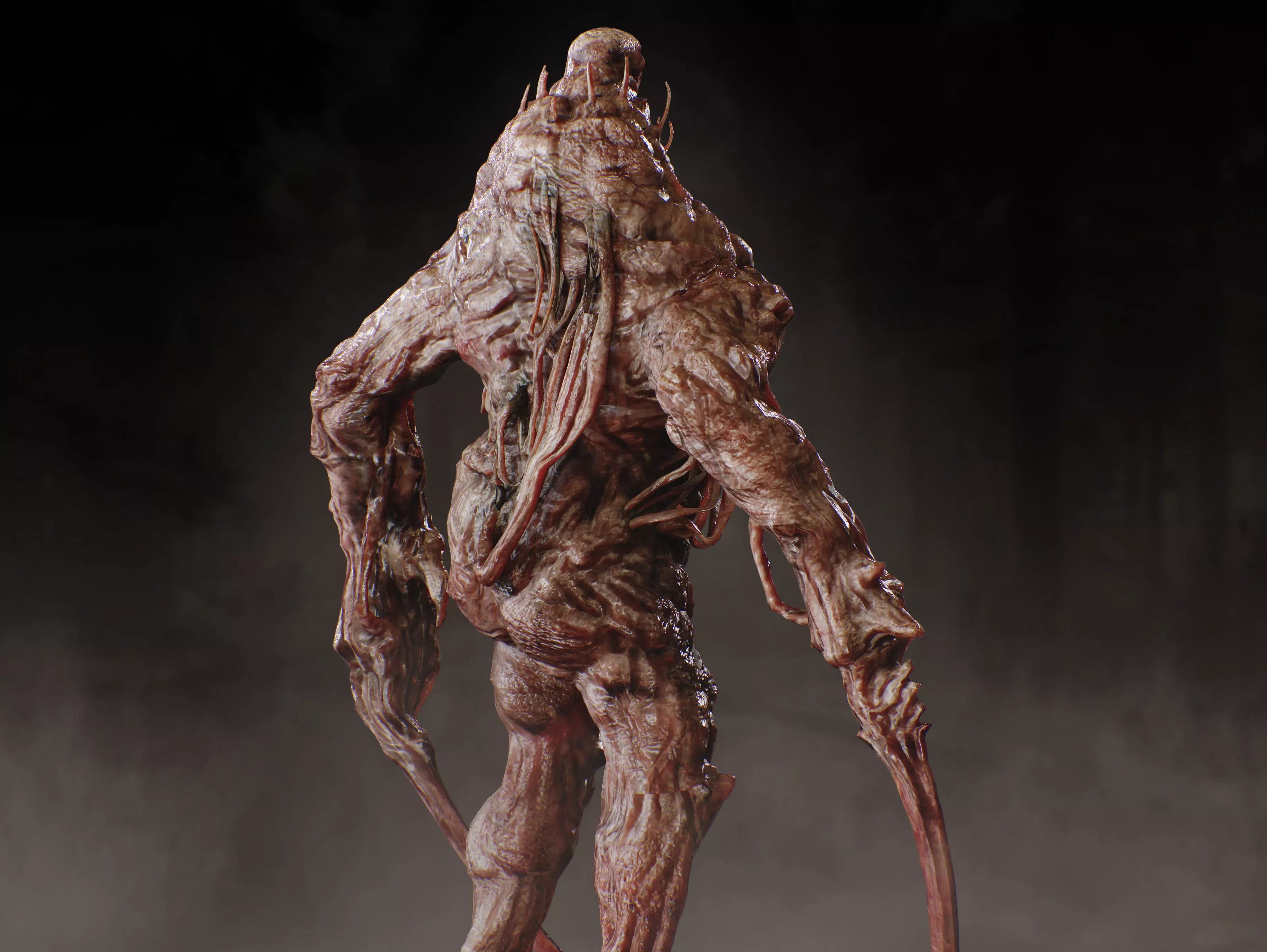 Horror Mutated Creature Low-poly 3D model_7