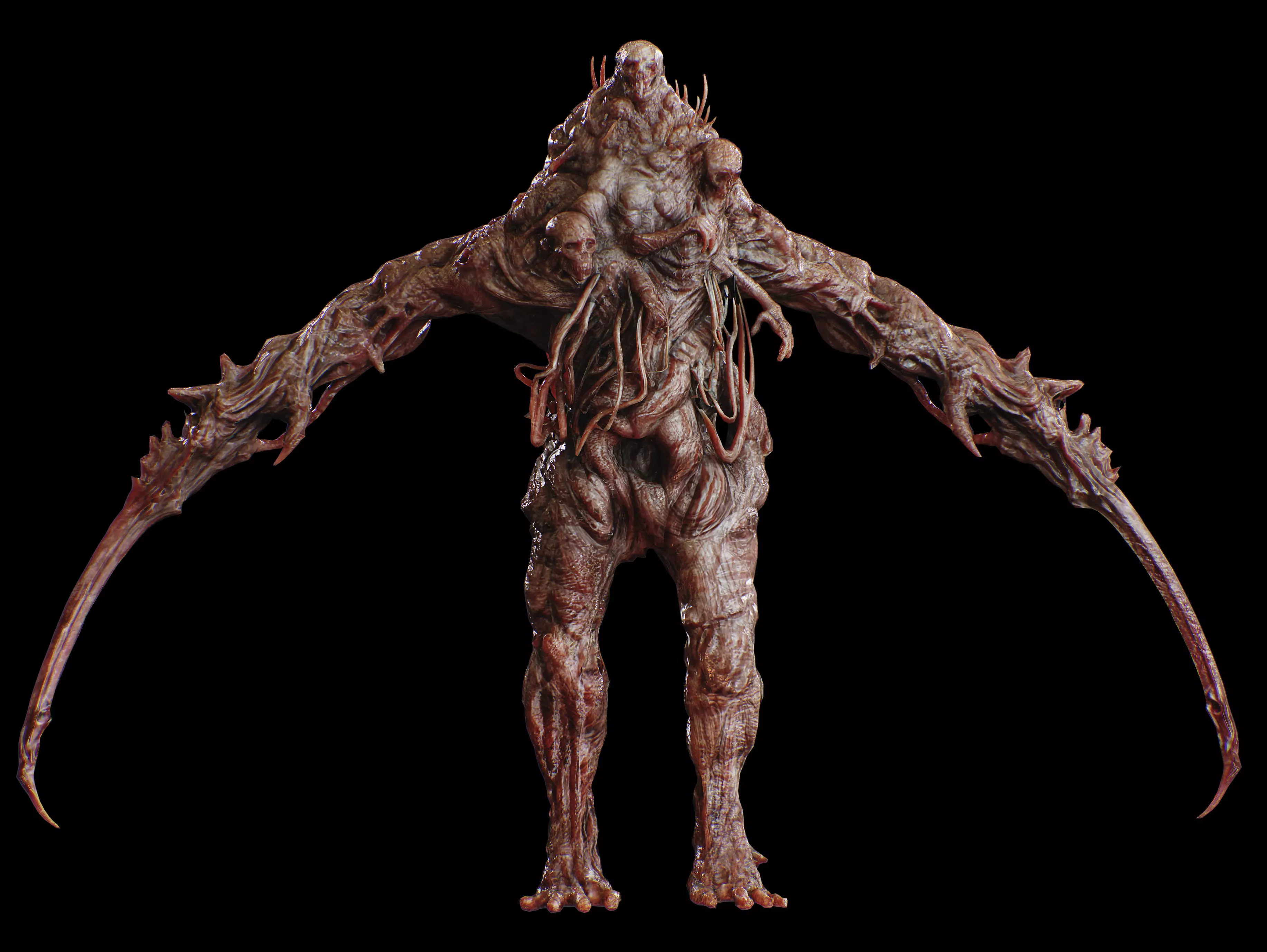 Horror Mutated Creature Low-poly 3D model_12