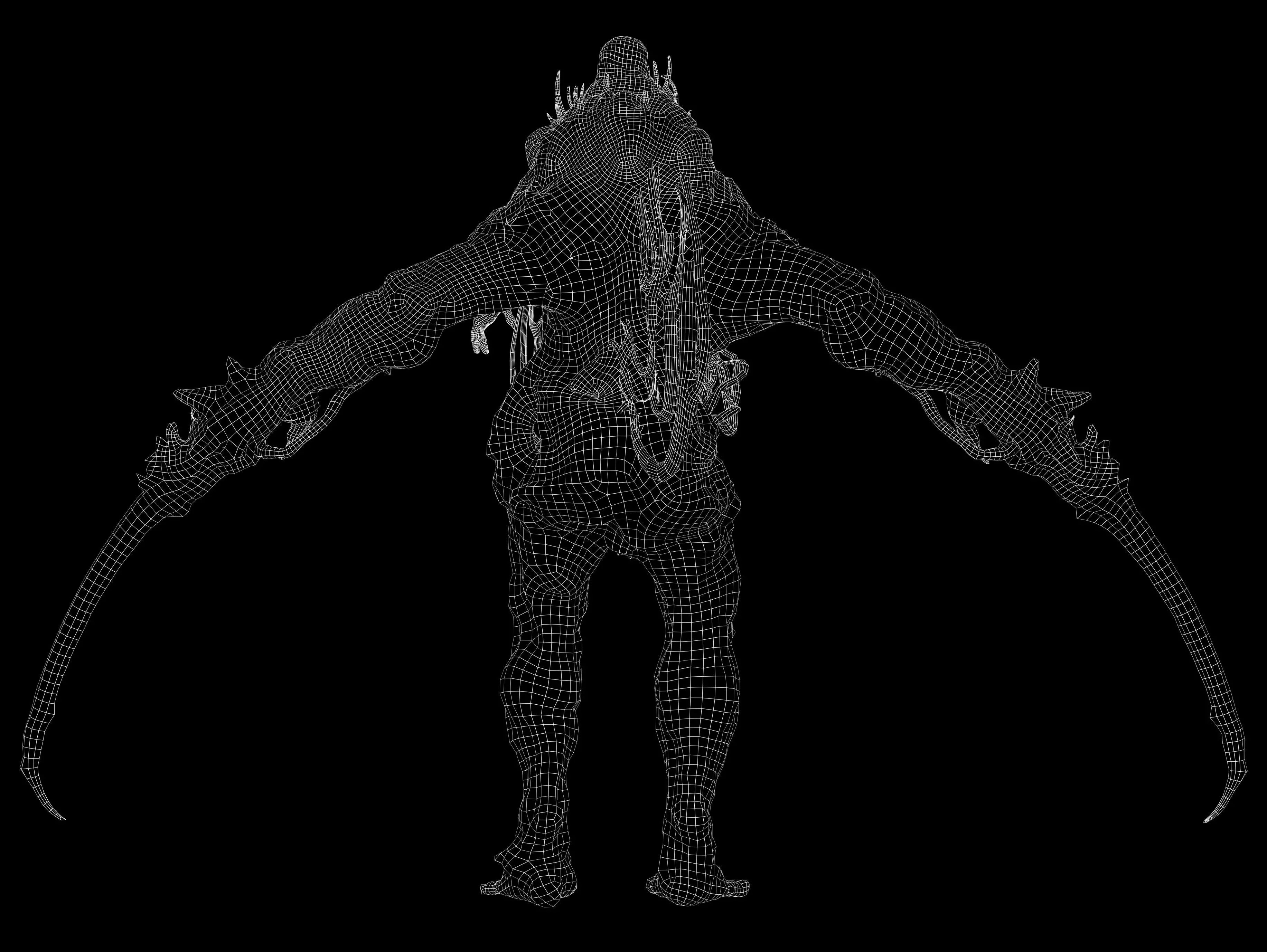 Horror Mutated Creature Low-poly 3D model_15